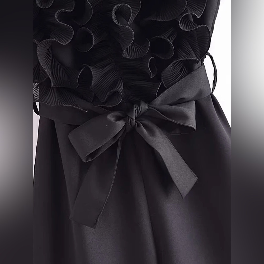 Zara jumpsuit ruffled wide streight leg tied in waist coctail party night out - Picture 9 of 11